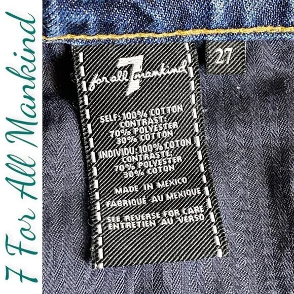 7 FOR ALL‎ MANKIND Raw Fringe Hem Denim Mini Skirt, Size 27 - Picture 6 of 10